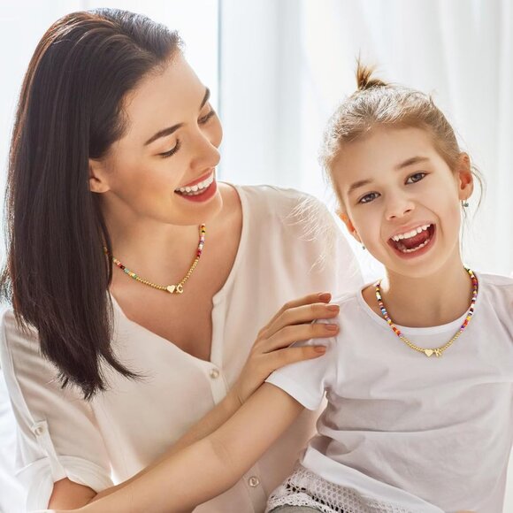 Cute Colorful Heart Initial Pendant Necklace - Perfect for Birthdays & Christmas - Picture 6 of 7